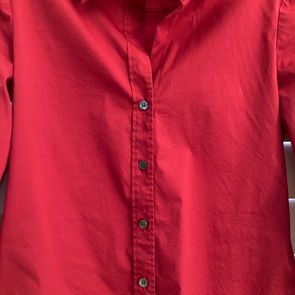 Theory Red Button Down Classic Fitted Shirt Size P Business Casual ~ Christmas! - Picture 3 of 5
